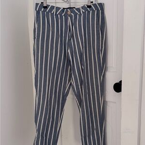 Scotch & Soda Blue and White Vertical-Stripe Chinos